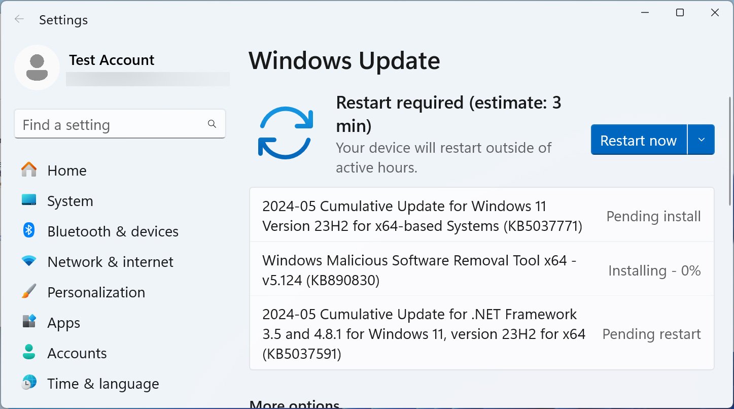 Windows Update installing the KB5037771 update
