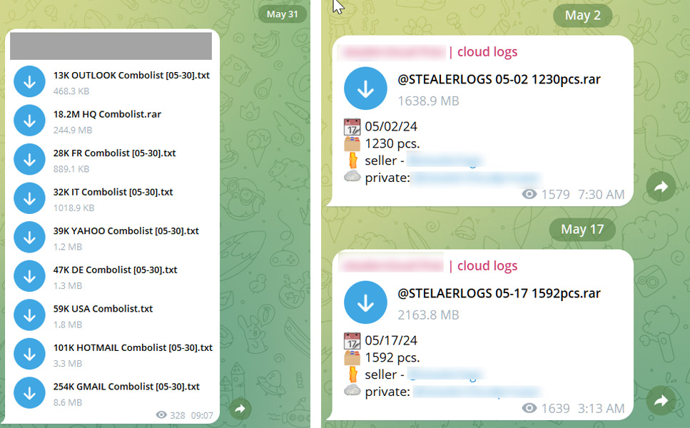 Stolen credentials shared for free on Telegram