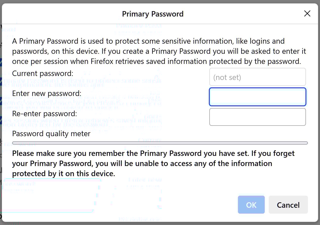 Setting a Primary Password in Firefox