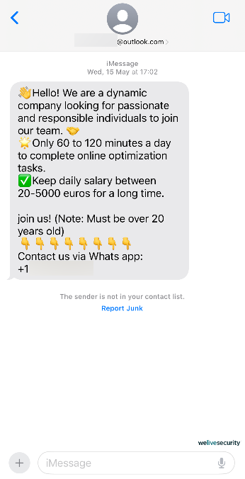 Looking for victims via WhatsApp