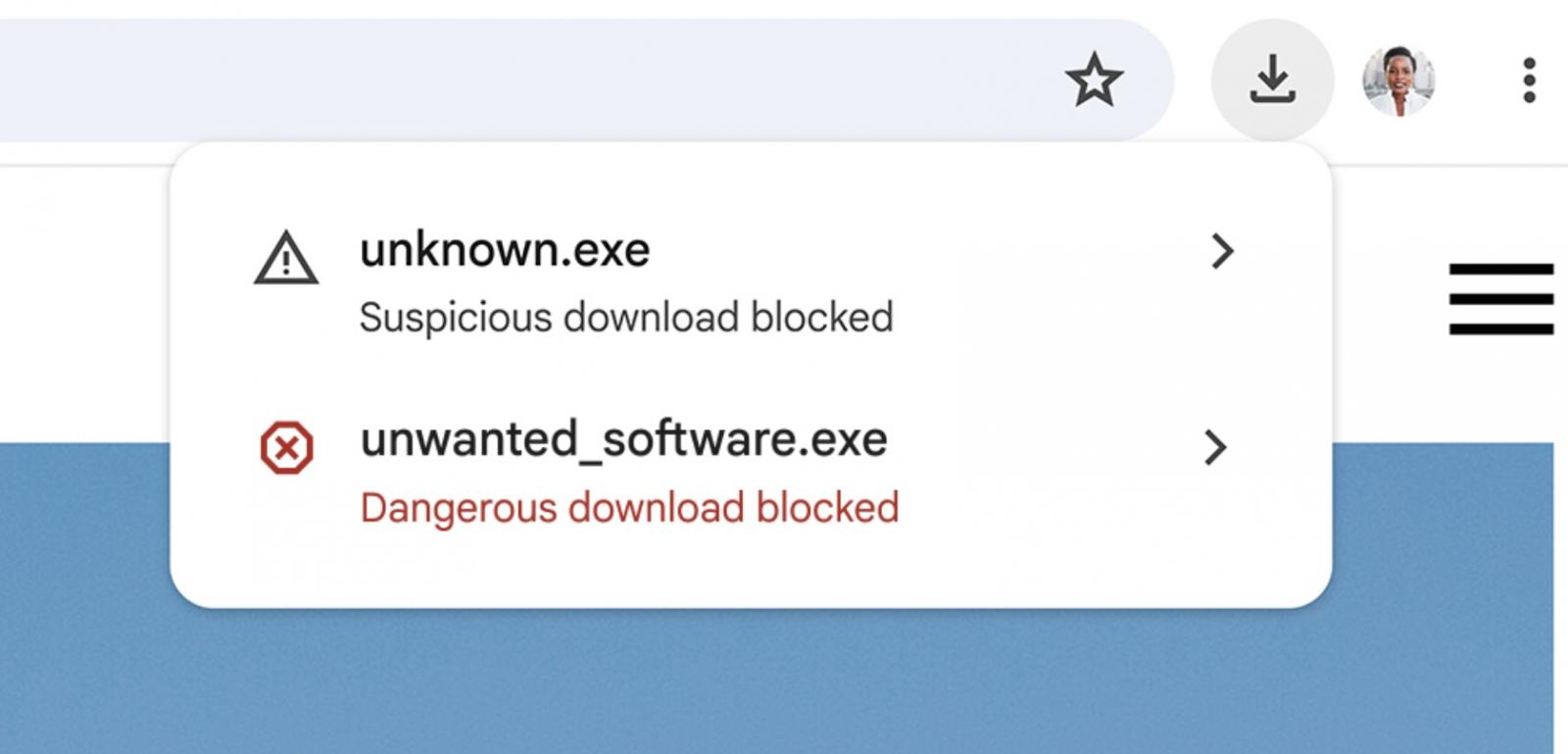 Two-tier Chrome download warnings