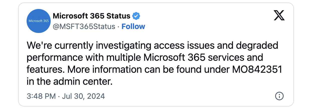 Microsoft 365 outage