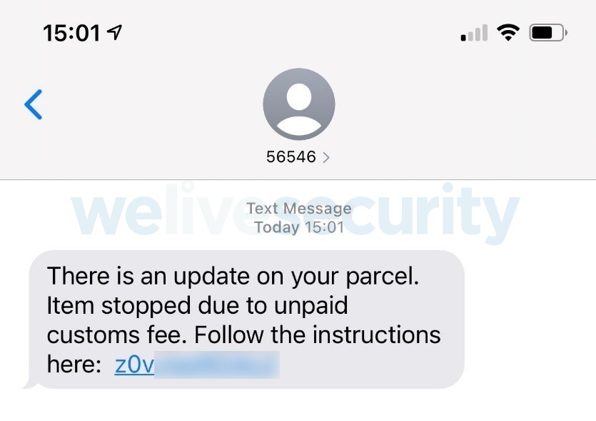 Another example of a smishing attempt package-delivery-failed-scam