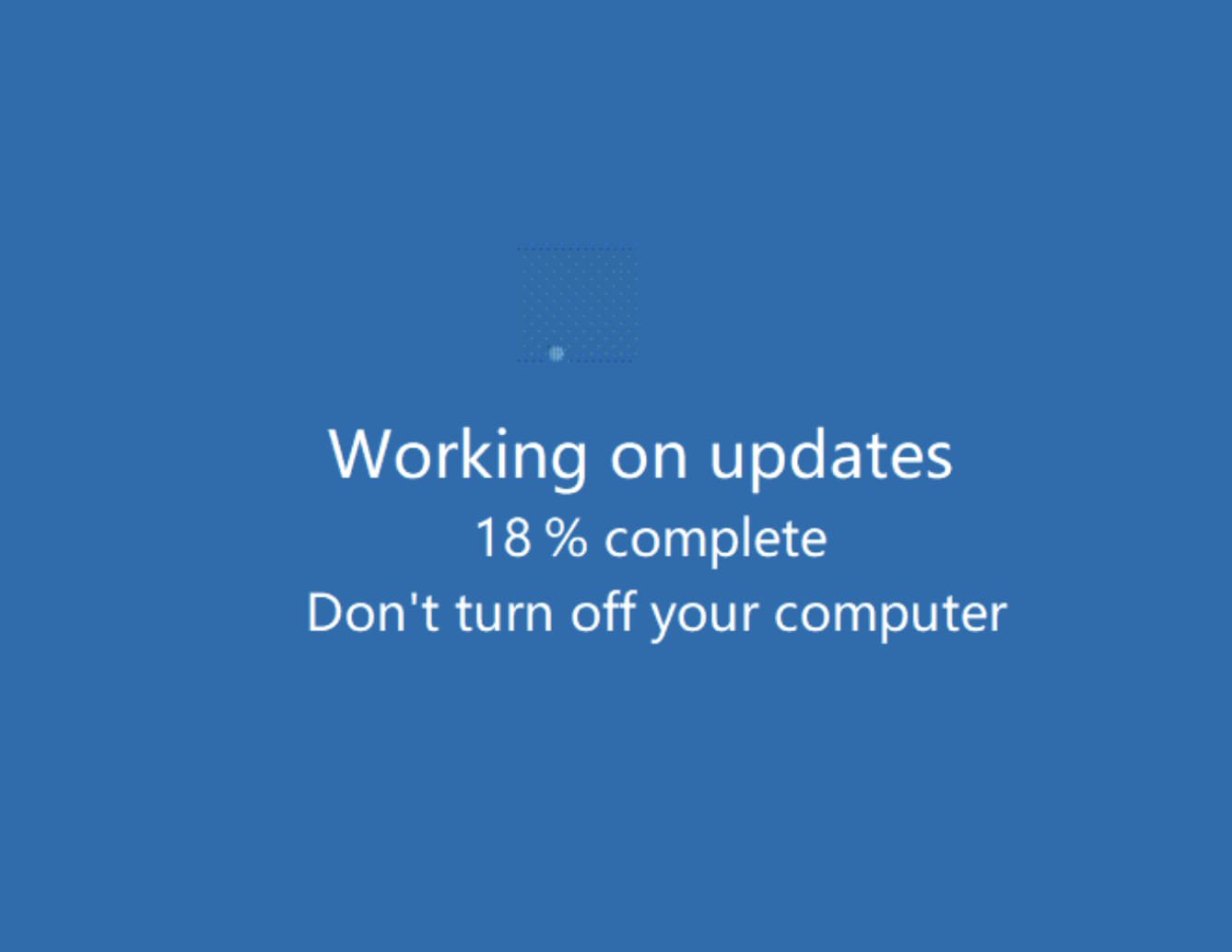 Fake Windows Update splash screen
