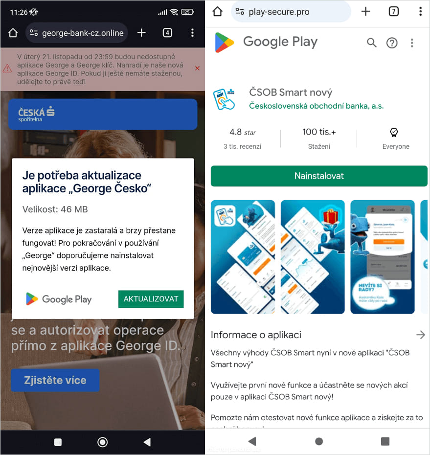 Fake Play Store pages from where the WebAPK is installed