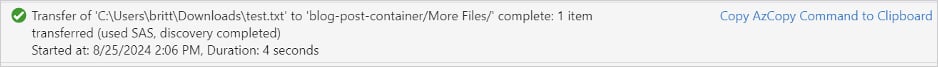 Succesful data transfer log