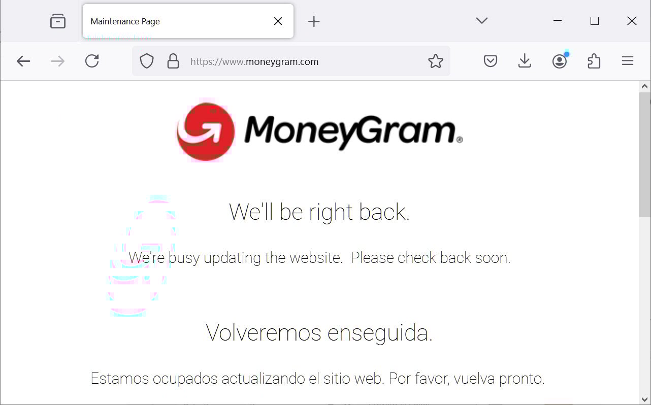 MoneyGram website outage