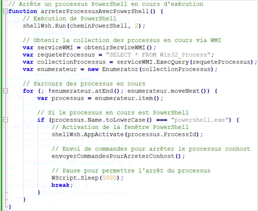 Comments in the VBScript code