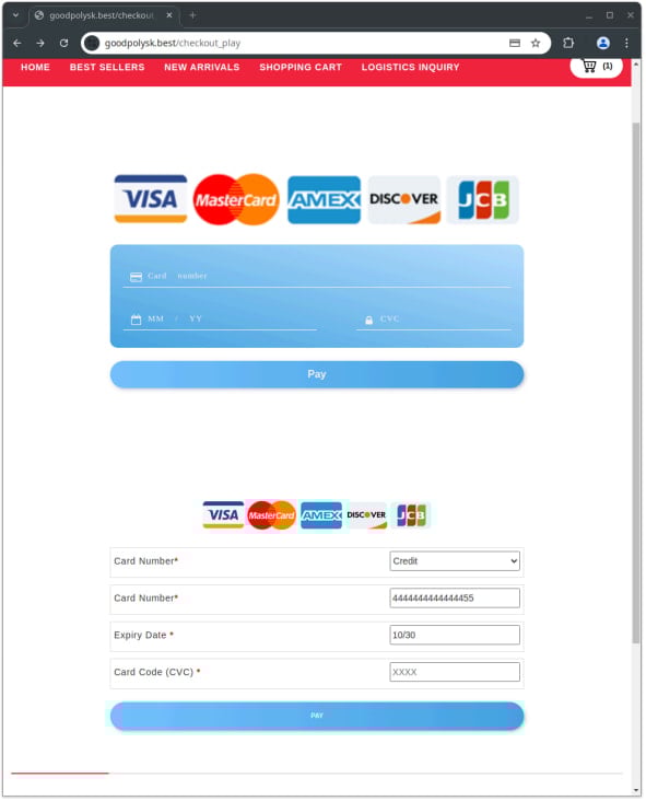Direct payment system on a Phish n' Ships site
