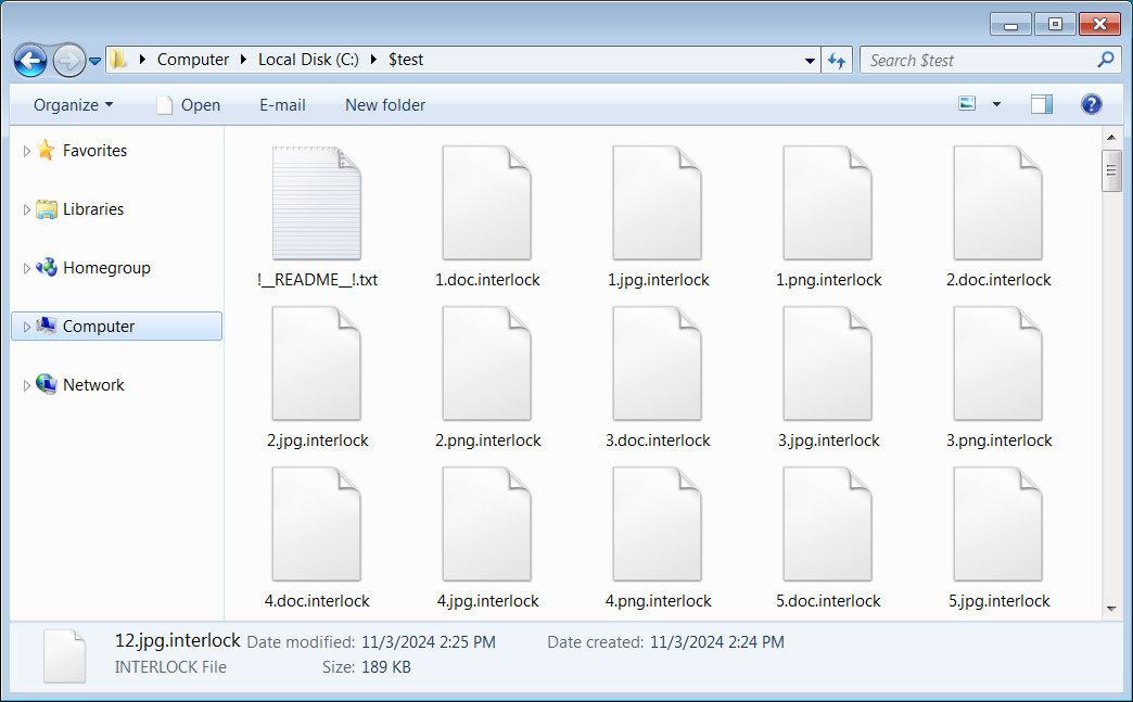 Files encrypted by Interlock