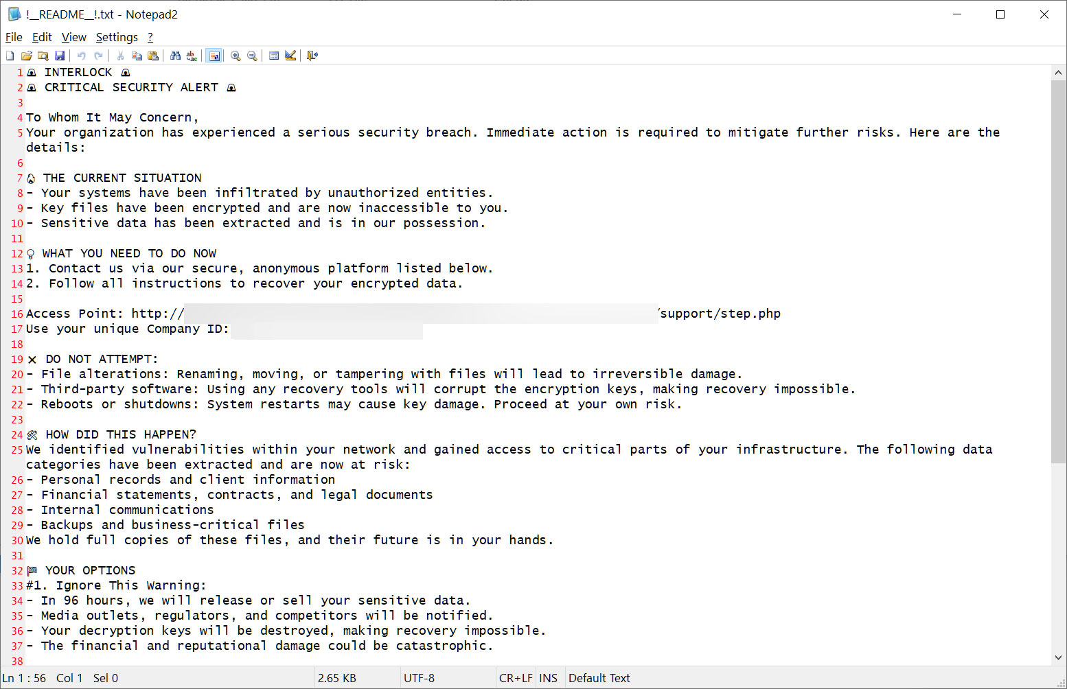 Interlock ransom note