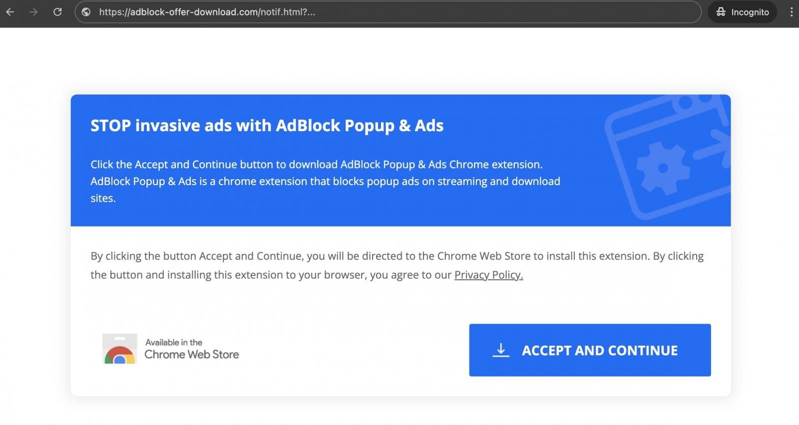 Adblock extension ads