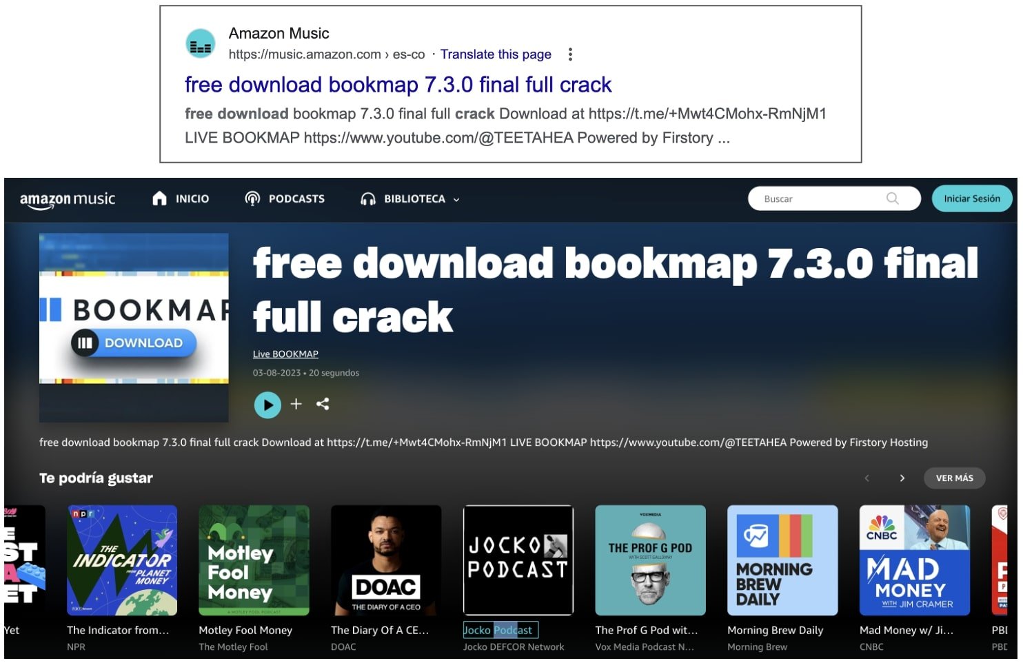 Amazon listing about software cracks