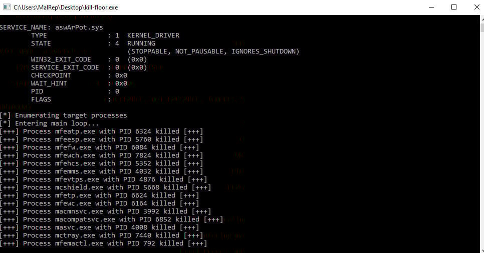 Terminating security processes