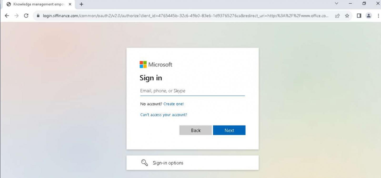 Phishing page