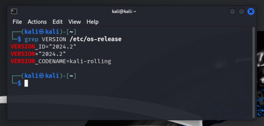 Checking the version of Kali Linux