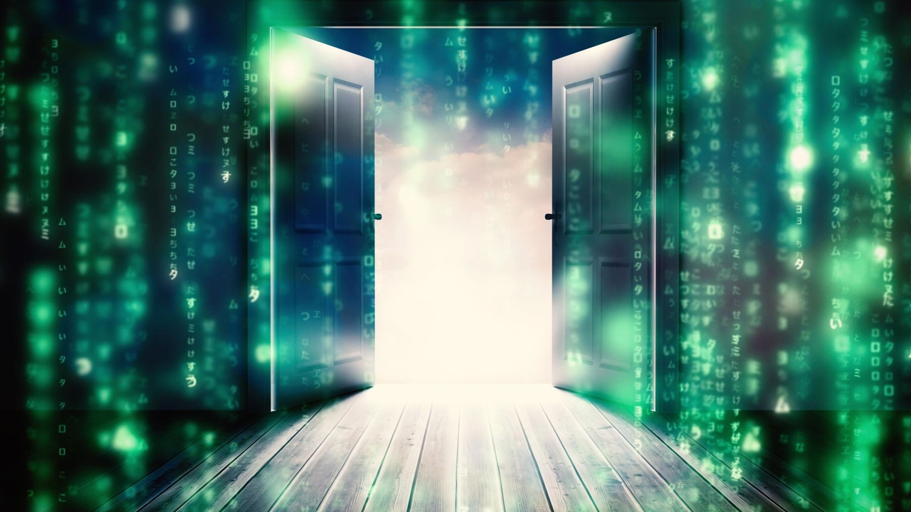 Door opening surrounded by code Door opening surrounded by code