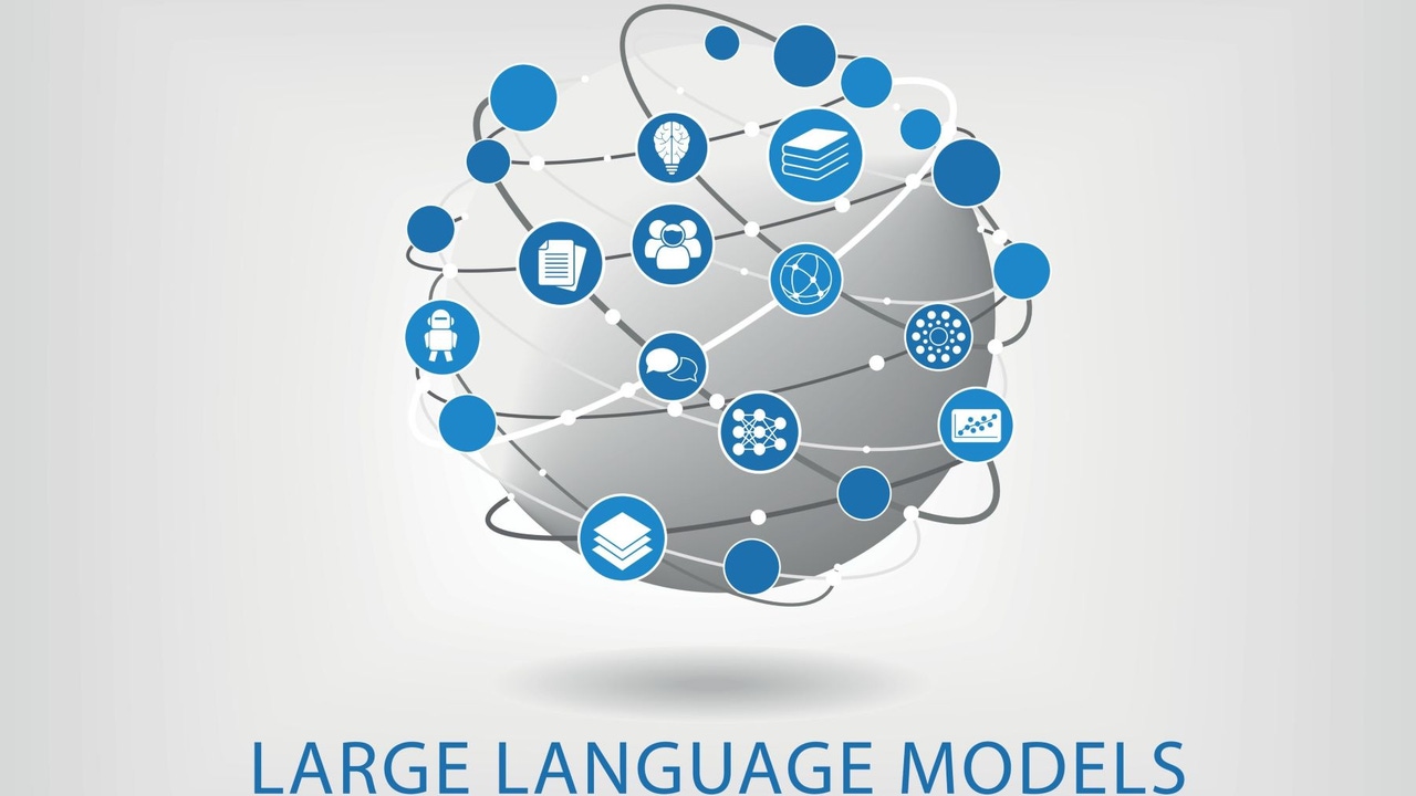 Globe with LLM-related icons, with the words Large Language Models underneath Globe with LLM-related icons, with the words Large Language Models underneath
