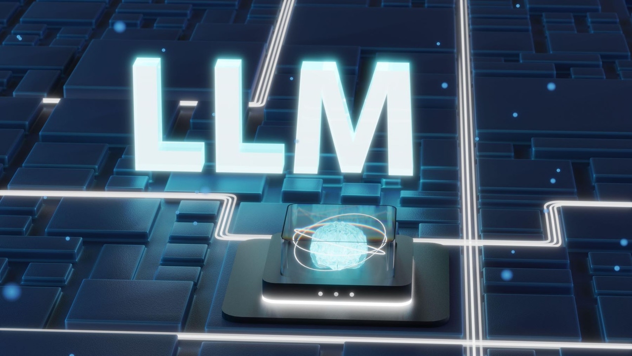 The letters LLM on a digital background with an artificial brain in the foreground The letters LLM on a digital background with an artificial brain in the foreground
