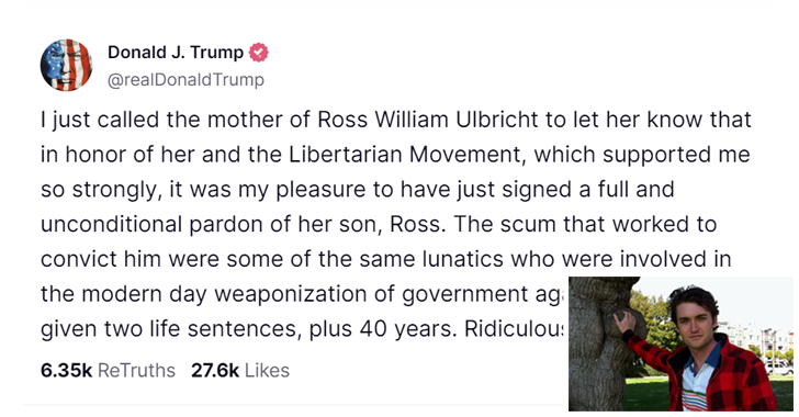 President Trump Pardons Ross Ulbricht