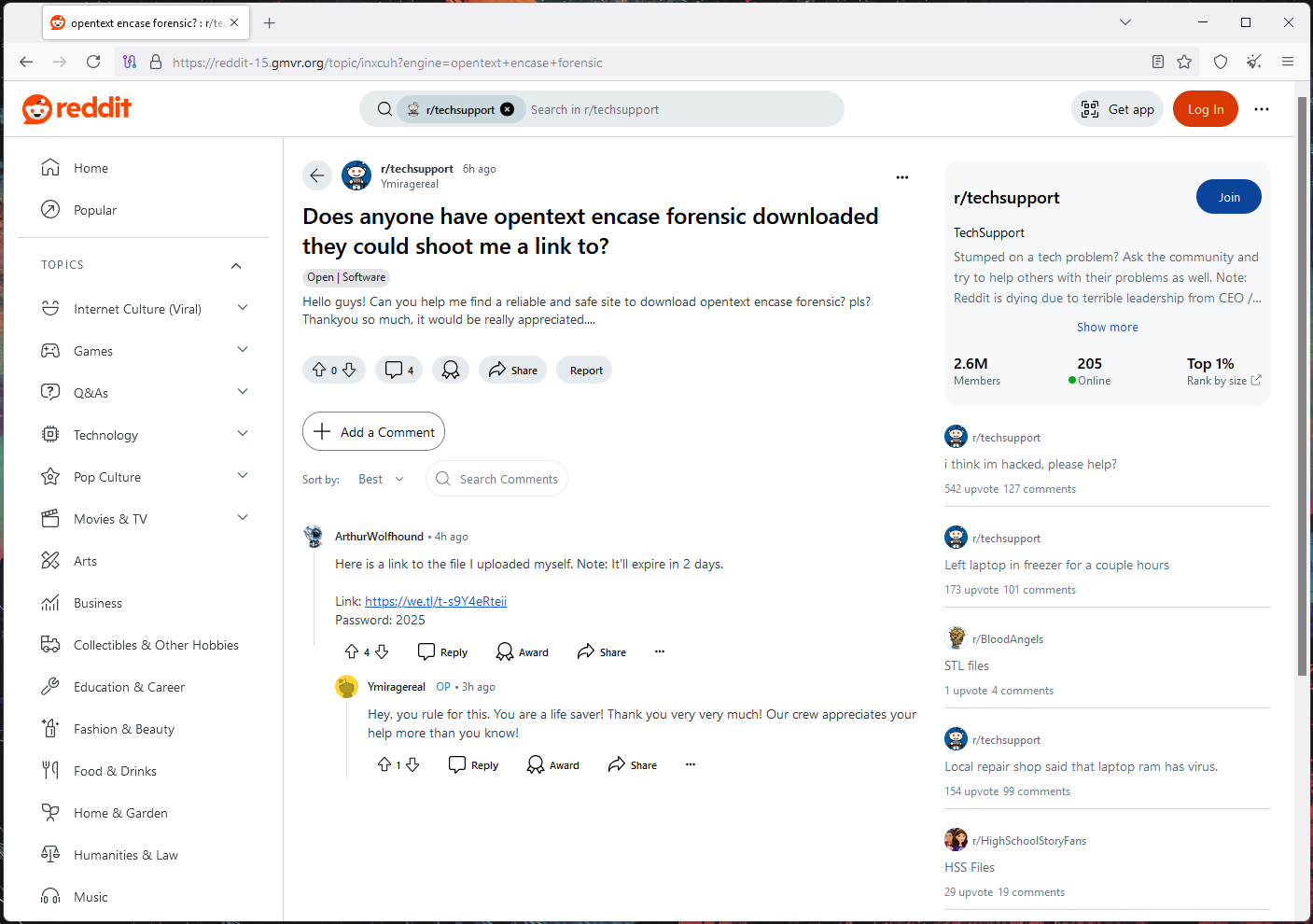Fake Reddit site