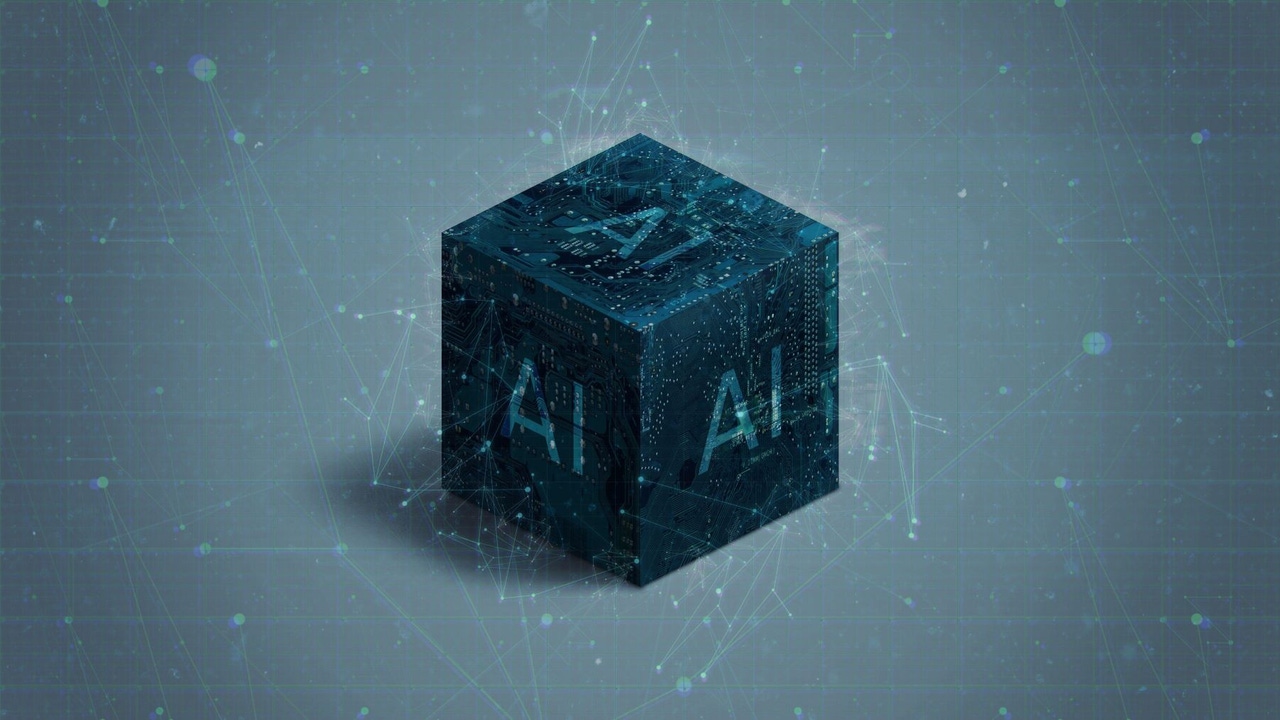 Cube with "AI" on the visible sides Cube with "AI" on the visible sides