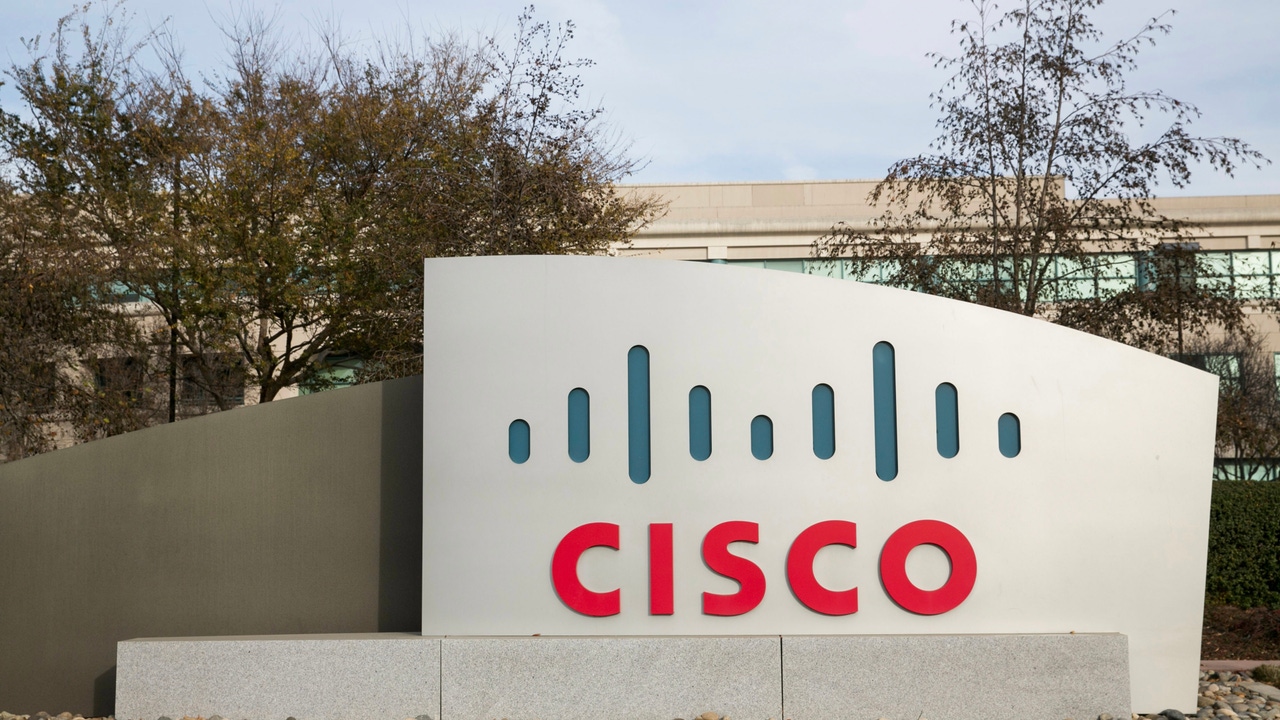 Cisco logo on a sign outside of a building