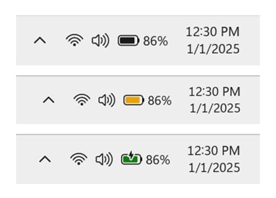 Battery icon indicator now changes colour on Windows 11