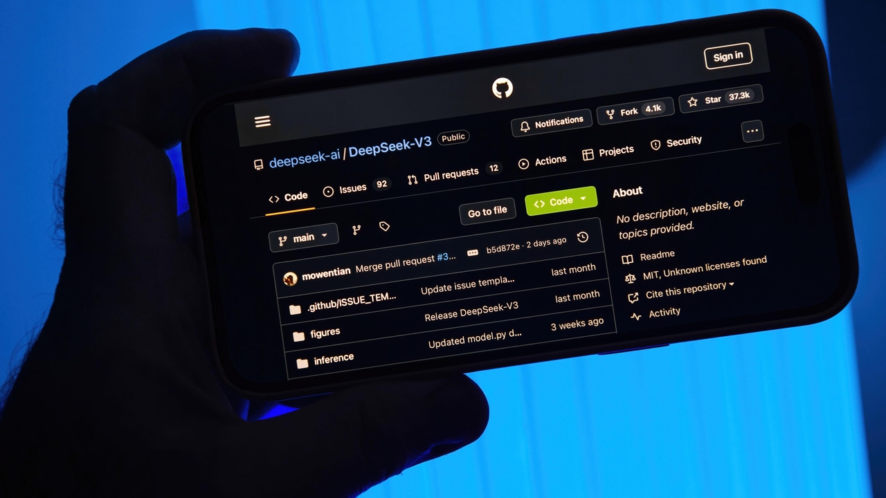 DeepSeek displayed on a mobile device screen DeepSeek displayed on a mobile device screen