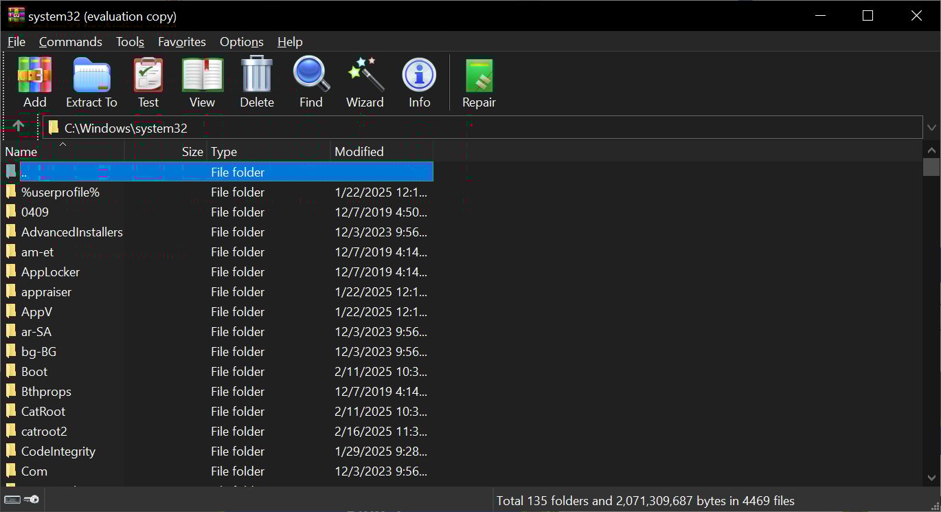 WinRAR dark mode