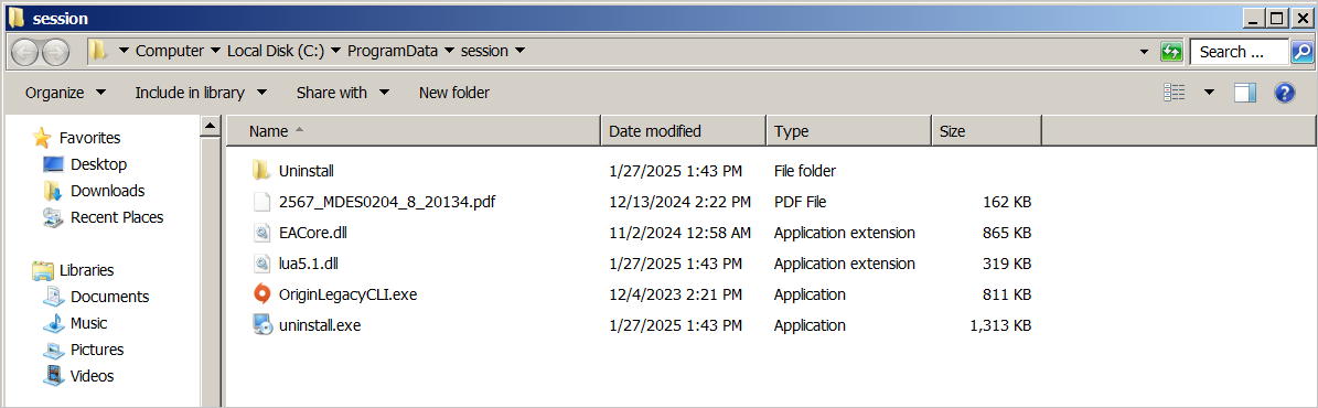 Files dropped on the infected device