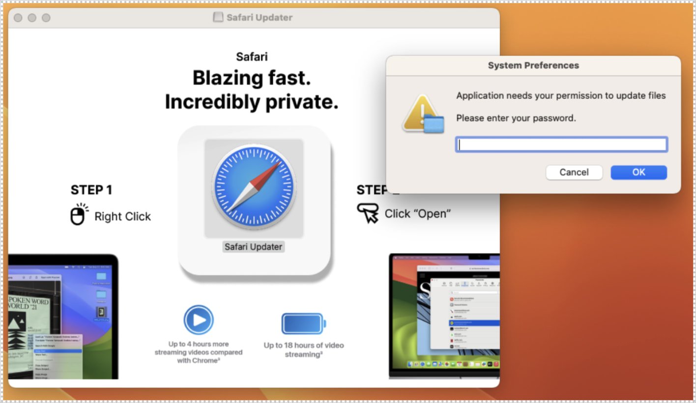 Legitimate appearing updater