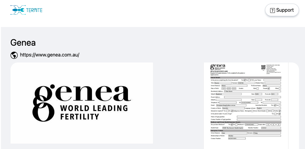 Genea entry on Termite's leak site