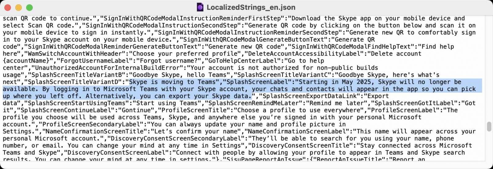 Strings in Skype Preview version