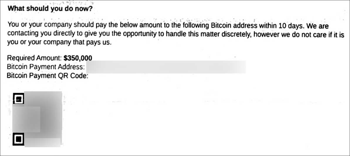 Payment information in fake BianLian ransom note
