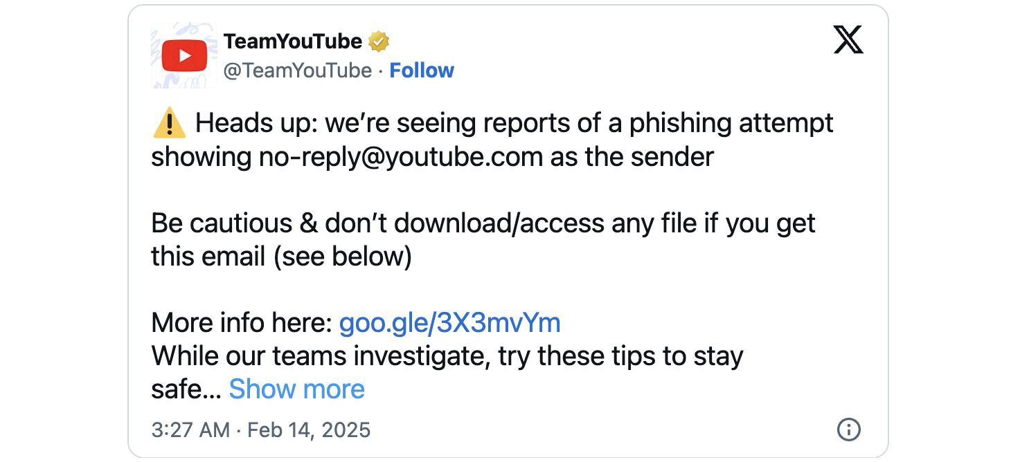 YouTube private video phishing