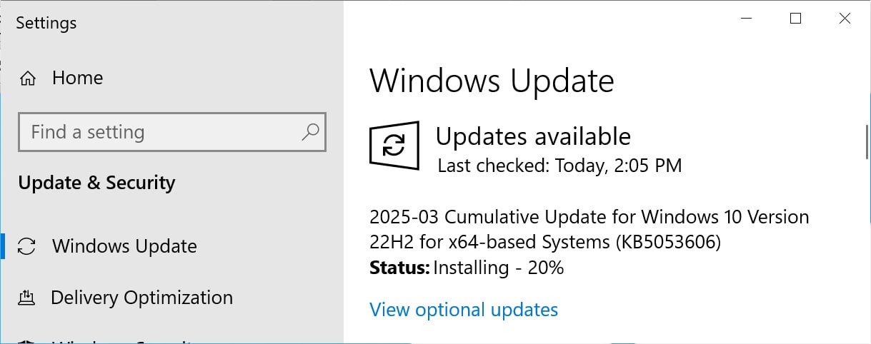 Windows 10 KB5053606 cumulative update preview