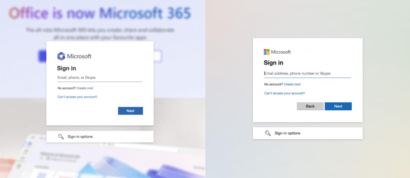 The left image is a fake login page — looks pretty believable though, right?
