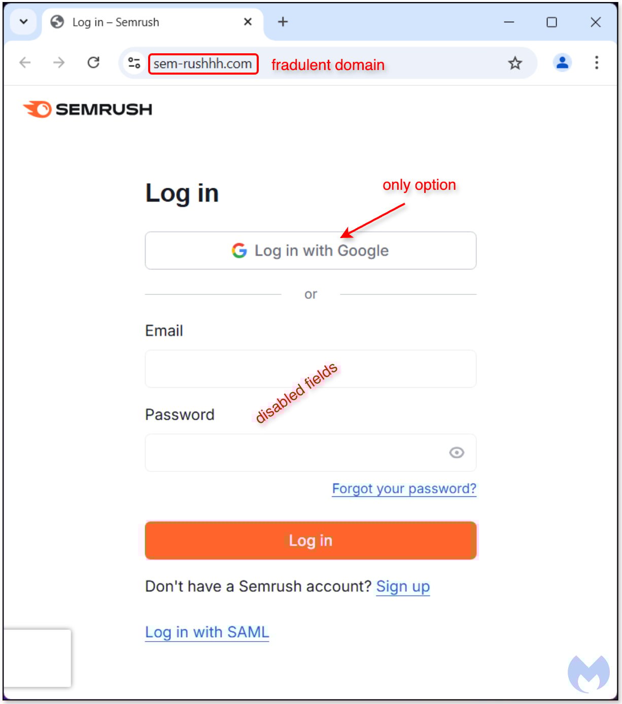 Phishing page