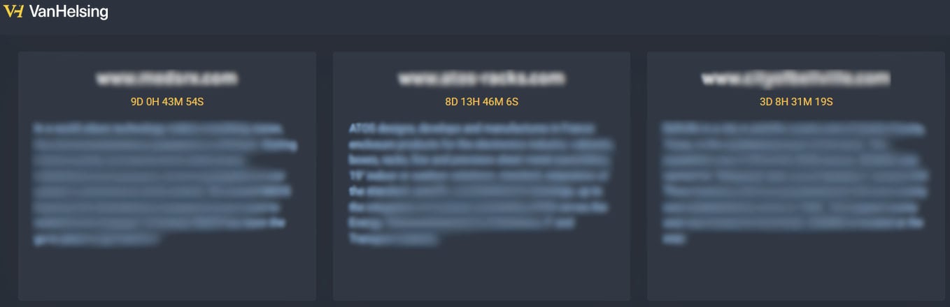 The VanHelsing extortion page