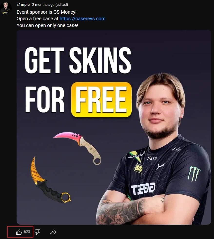 Promotional message on YouTube