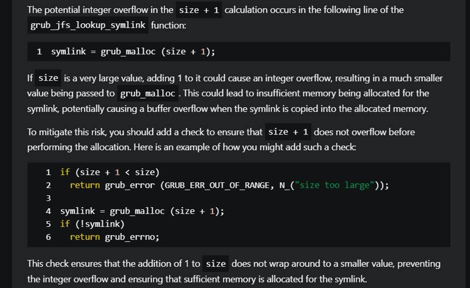 Copilot identifying a flaw and suggesting a fix