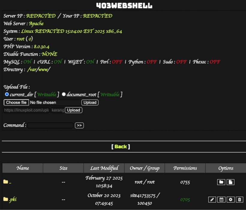 The 403WebShell interface
