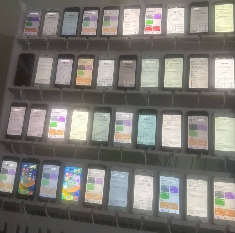 Device farm used for spamming targets